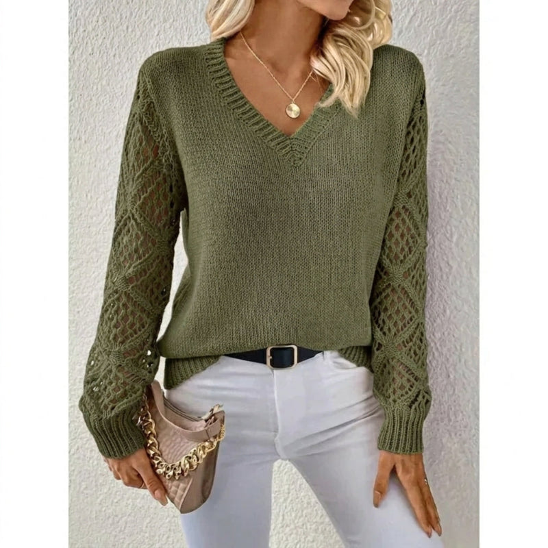 Pull col V femme en maille fine 4