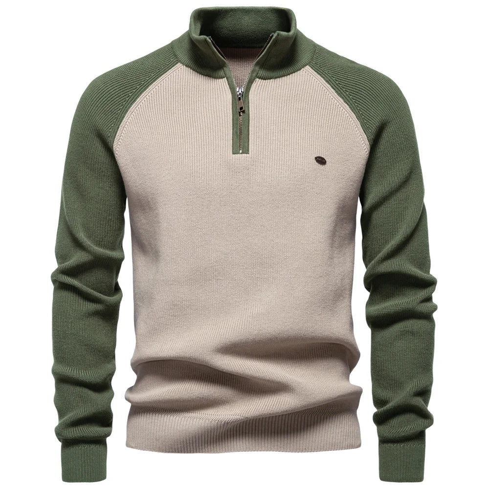 Pull col zippé homme en maille à col montant 3