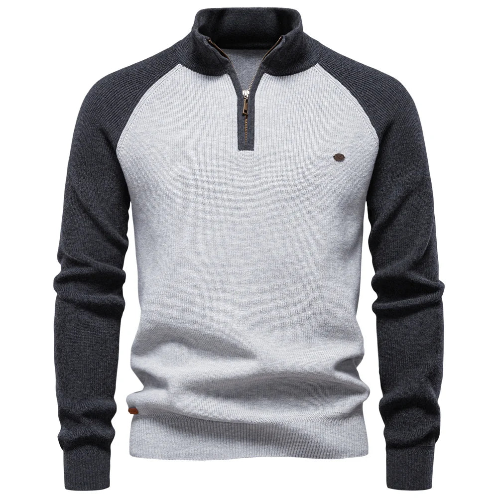 Pull col zippé homme en maille à col montant 4