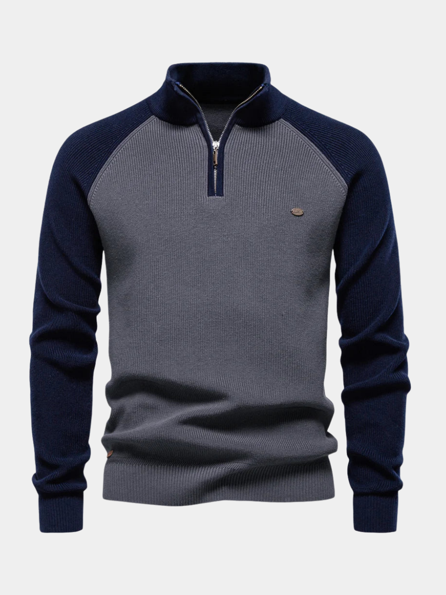 Pull col zippé homme en maille à col montant 5