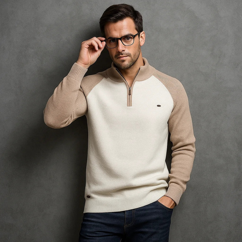 Pull col zippé homme en maille à col montant 6
