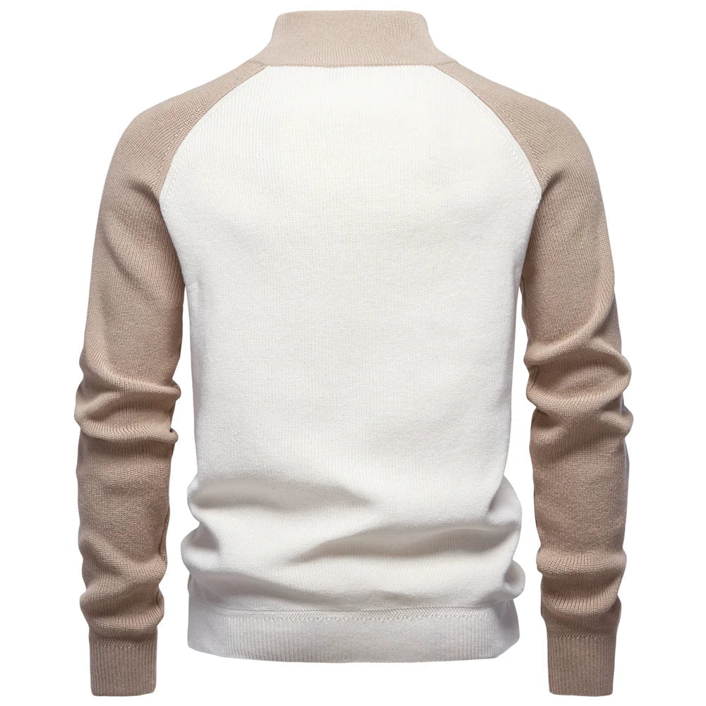 Pull col zippé homme en maille à col montant 7