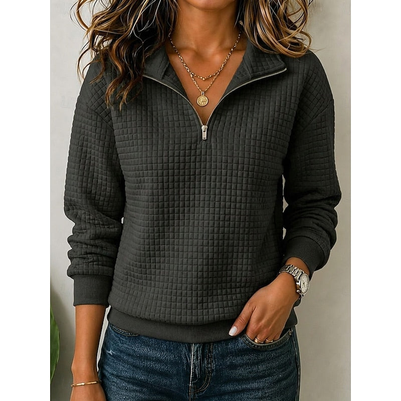 Pull demi-zip femme en maille texturée à col montant 10