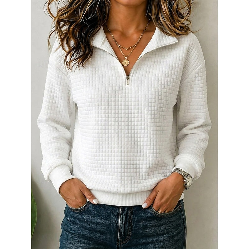 Pull demi-zip femme en maille texturée à col montant 2