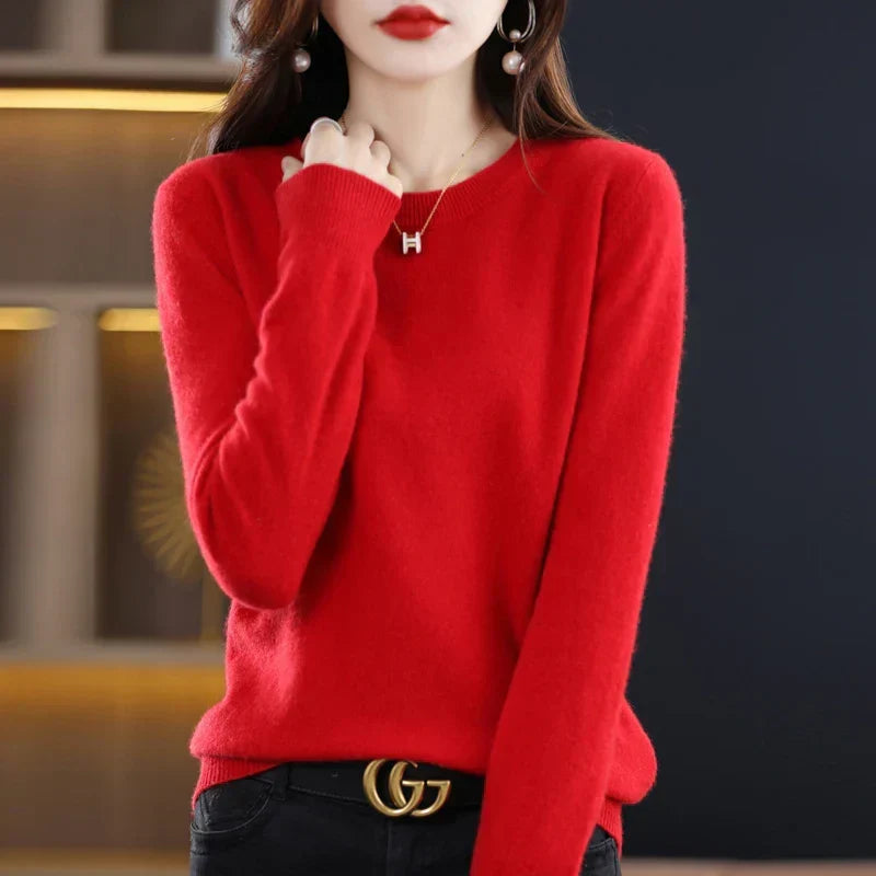 Pull en laine chaud pour femme coupe classique 11