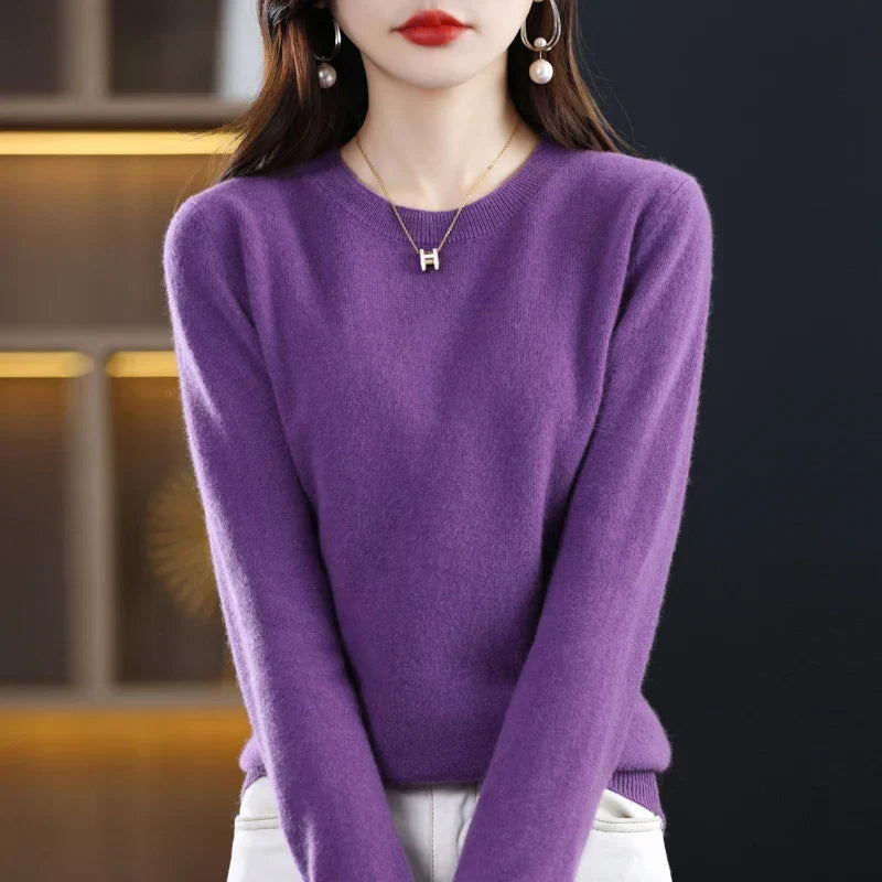 Pull en laine chaud pour femme coupe classique 14
