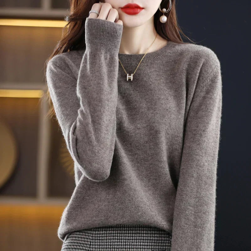 Pull en laine chaud pour femme coupe classique 21