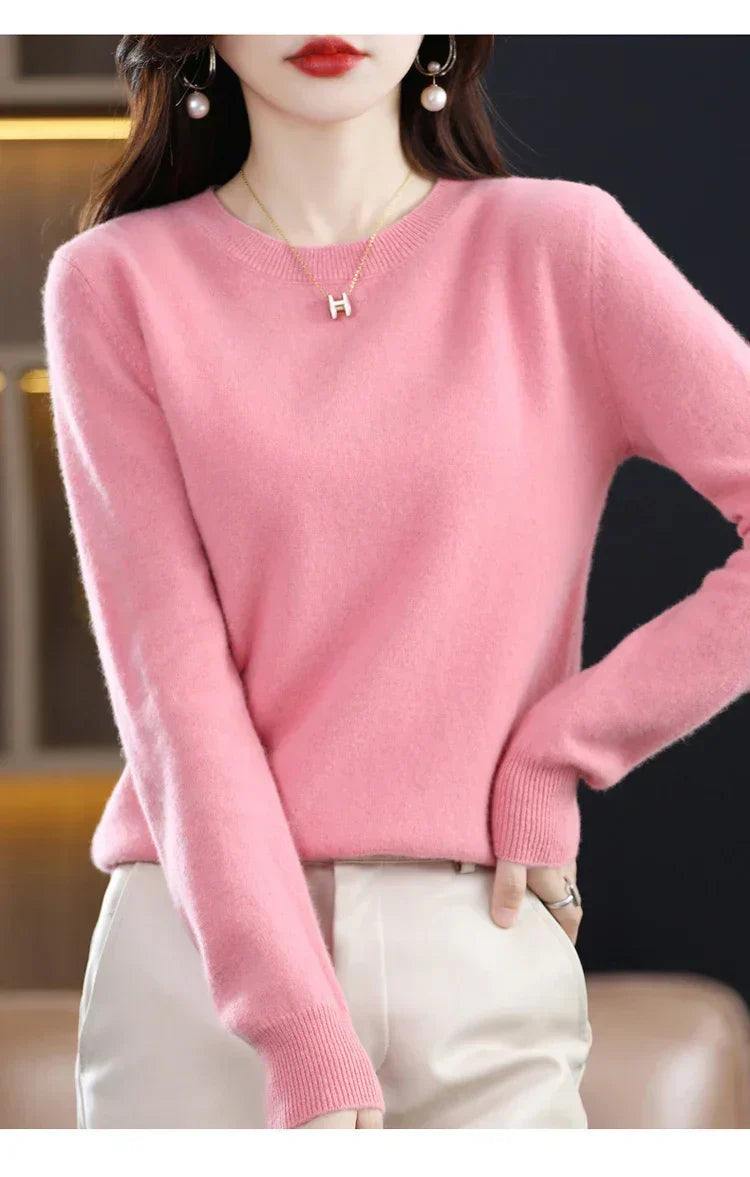 Pull en laine chaud pour femme coupe classique 23
