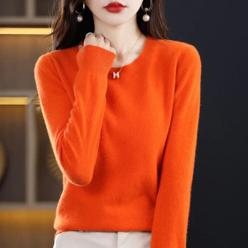 Pull en laine chaud pour femme coupe classique 4