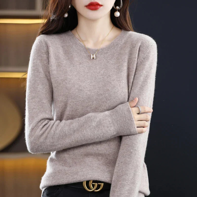 Pull en laine chaud pour femme coupe classique 6