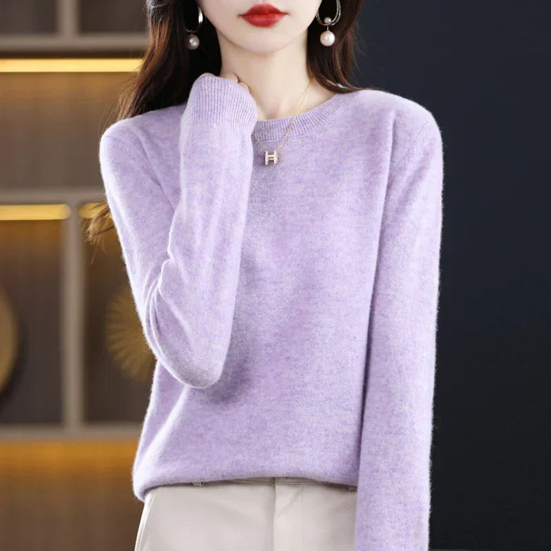 Pull en laine chaud pour femme coupe classique 7
