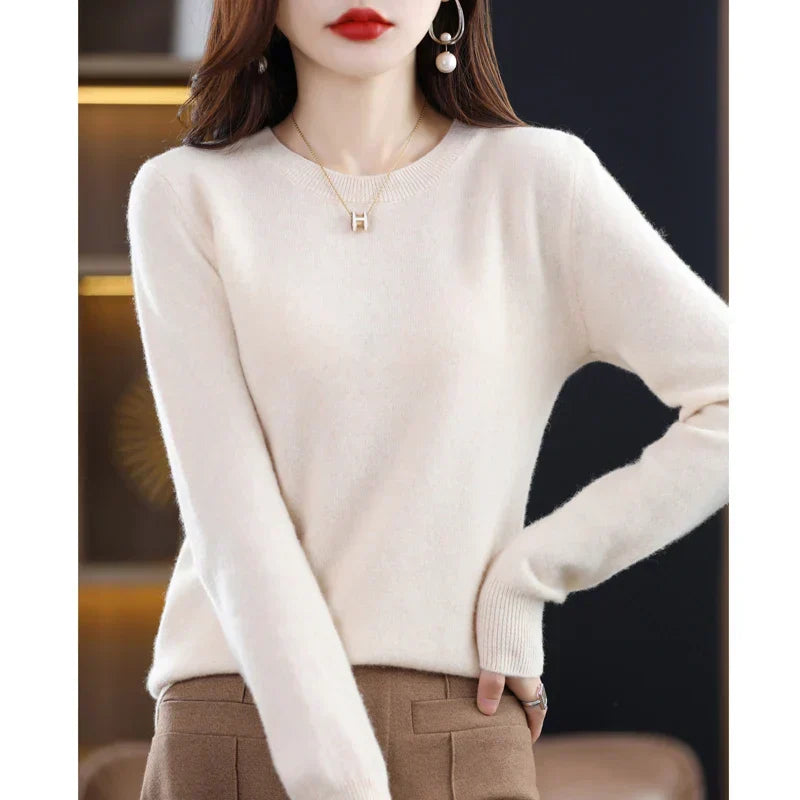 Pull en laine chaud pour femme coupe classique 8