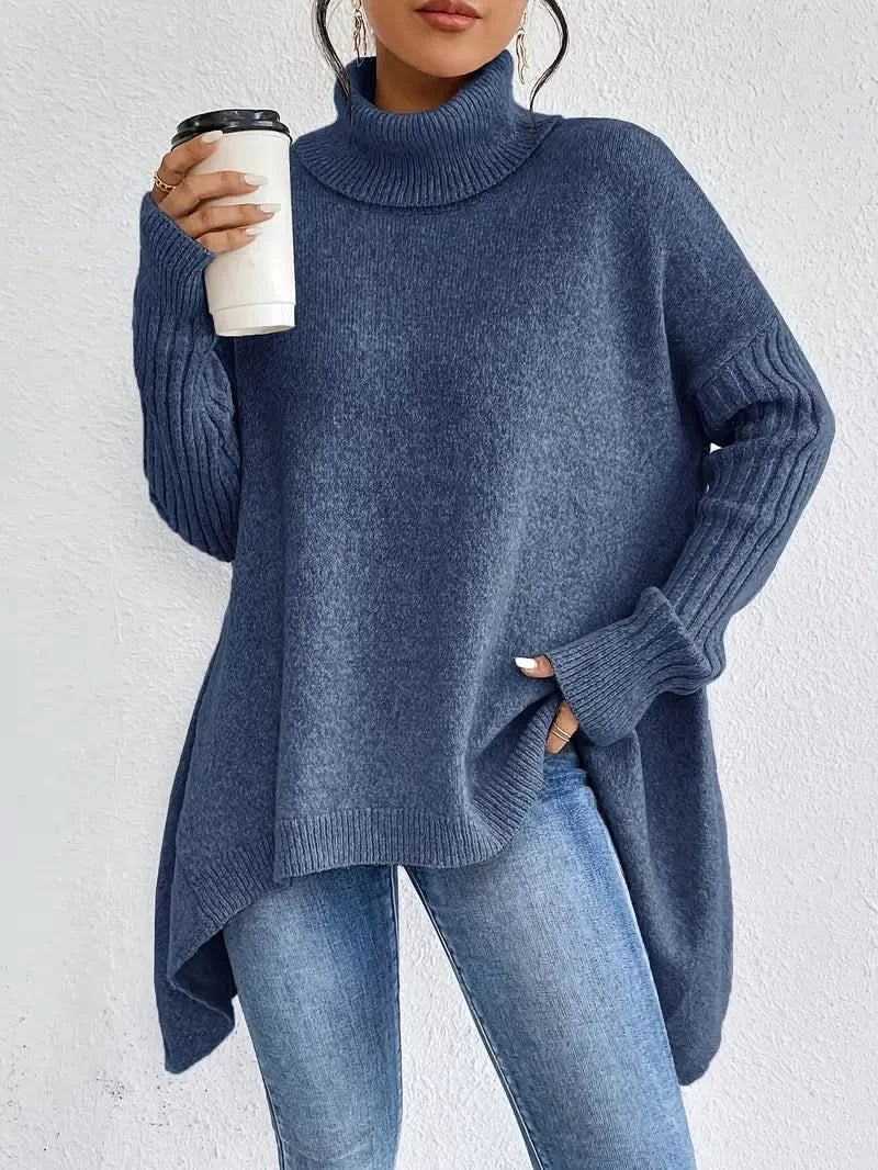 Pull en laine femme à col roulé coupe oversize 1