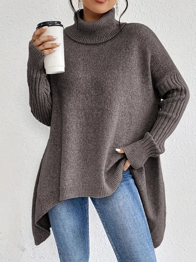 Pull en laine femme à col roulé coupe oversize 2