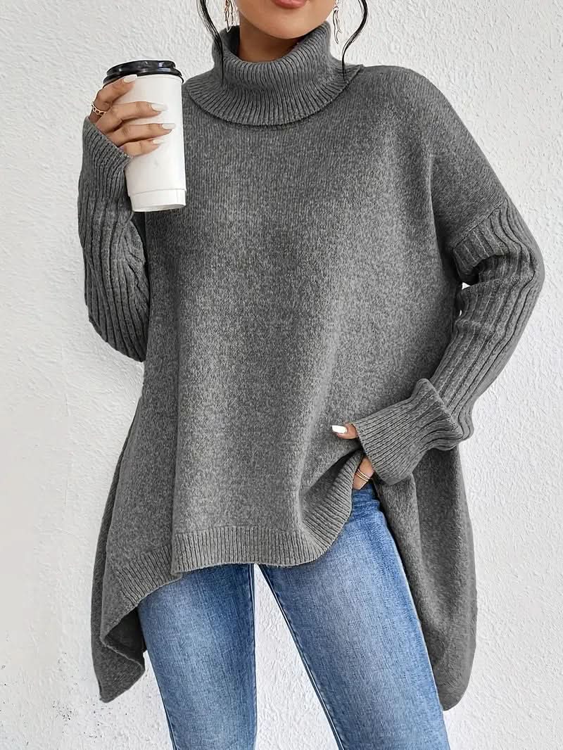 Pull en laine femme à col roulé coupe oversize 3