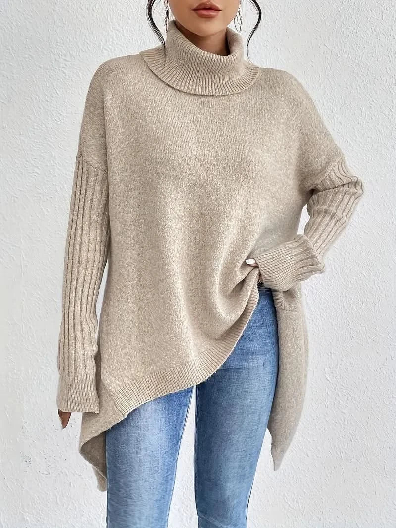 Pull en laine femme à col roulé coupe oversize 5