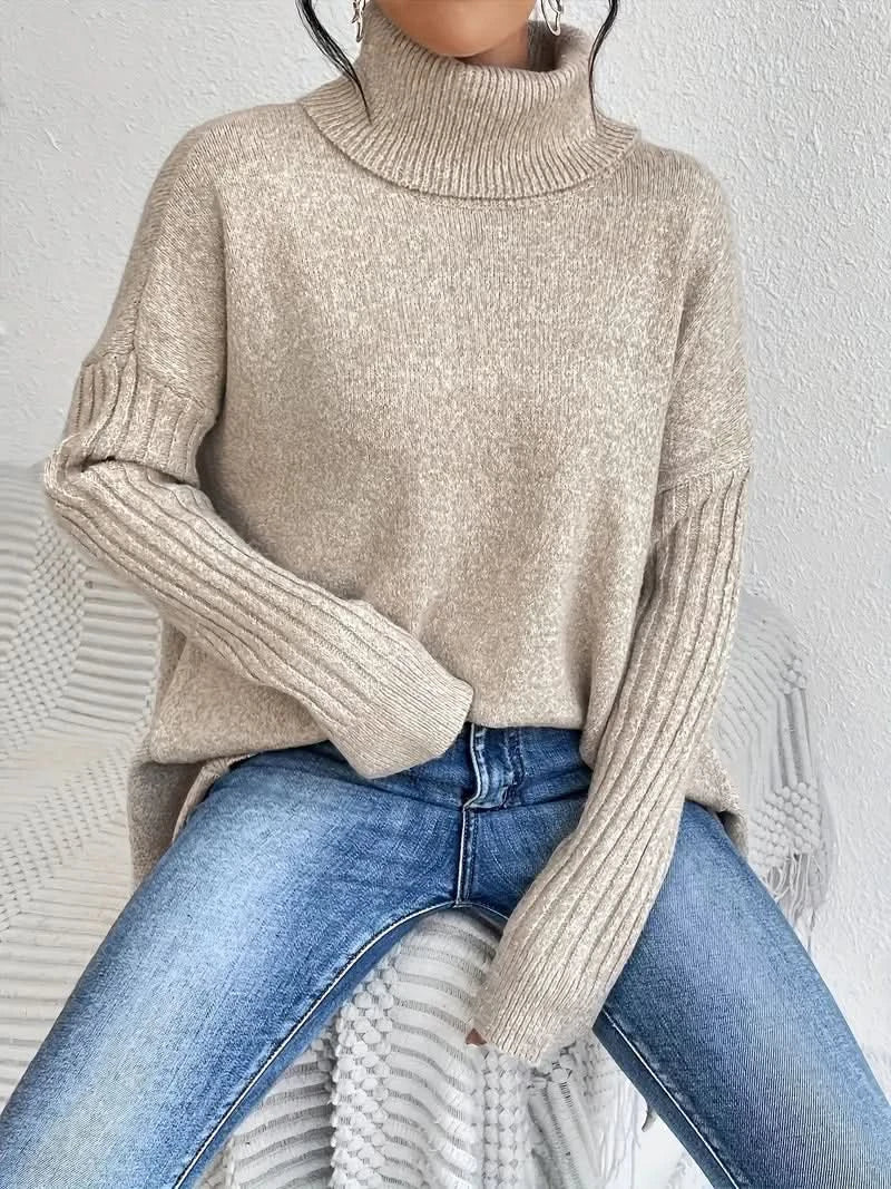 Pull en laine femme à col roulé coupe oversize 7