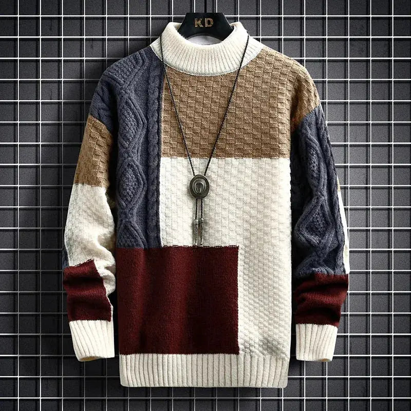 Pull en maille chaud pour homme coupe ample en coton 1
