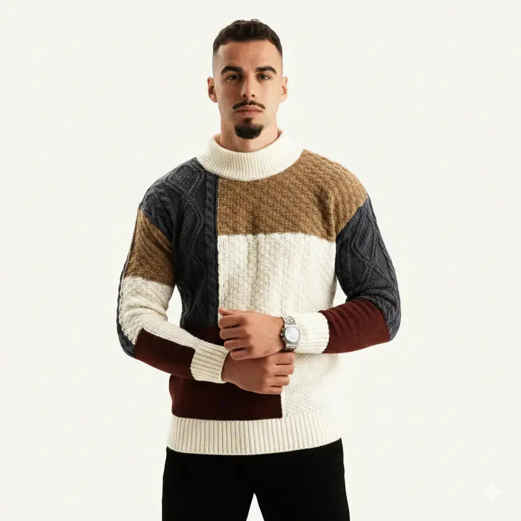 Pull en maille chaud pour homme coupe ample en coton 4