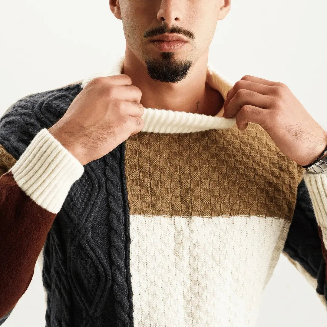 Pull en maille chaud pour homme coupe ample en coton 5
