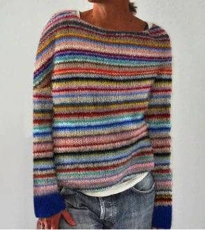 Pull en maille femme à col rond et motif jacquard 6