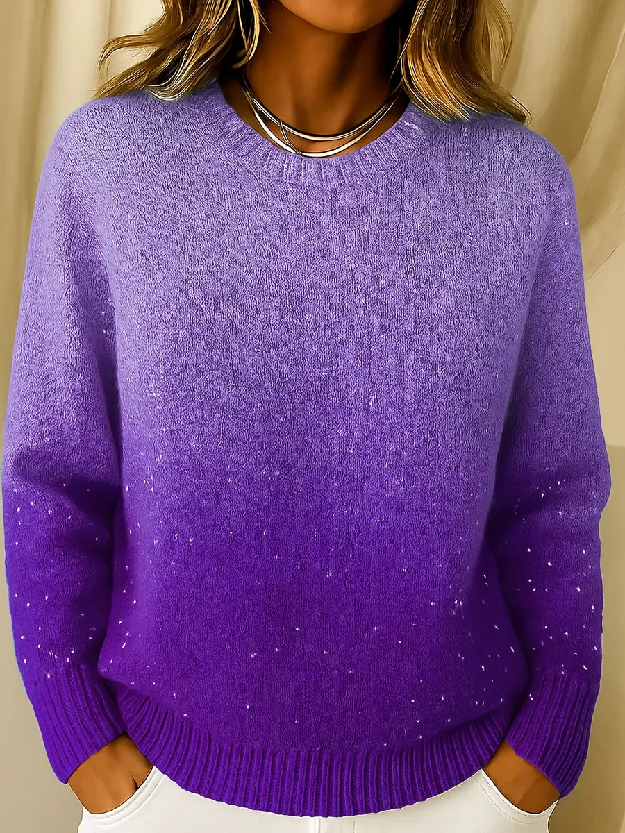 Pull en maille femme dégradé ombré coupe décontractée 2