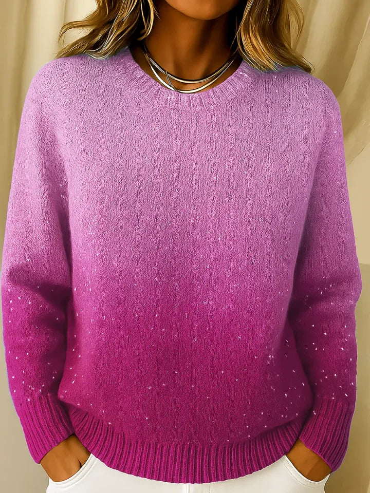 Pull en maille femme dégradé ombré coupe décontractée 3