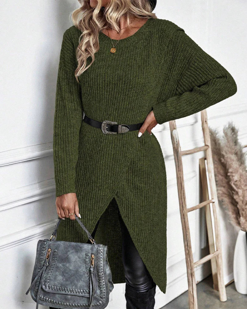 Pull en maille torsadée femme col rond coupe ample 1