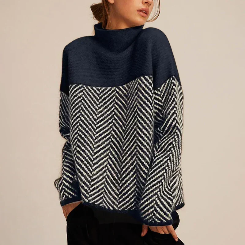 Pull femme à col montant et manches longues 3
