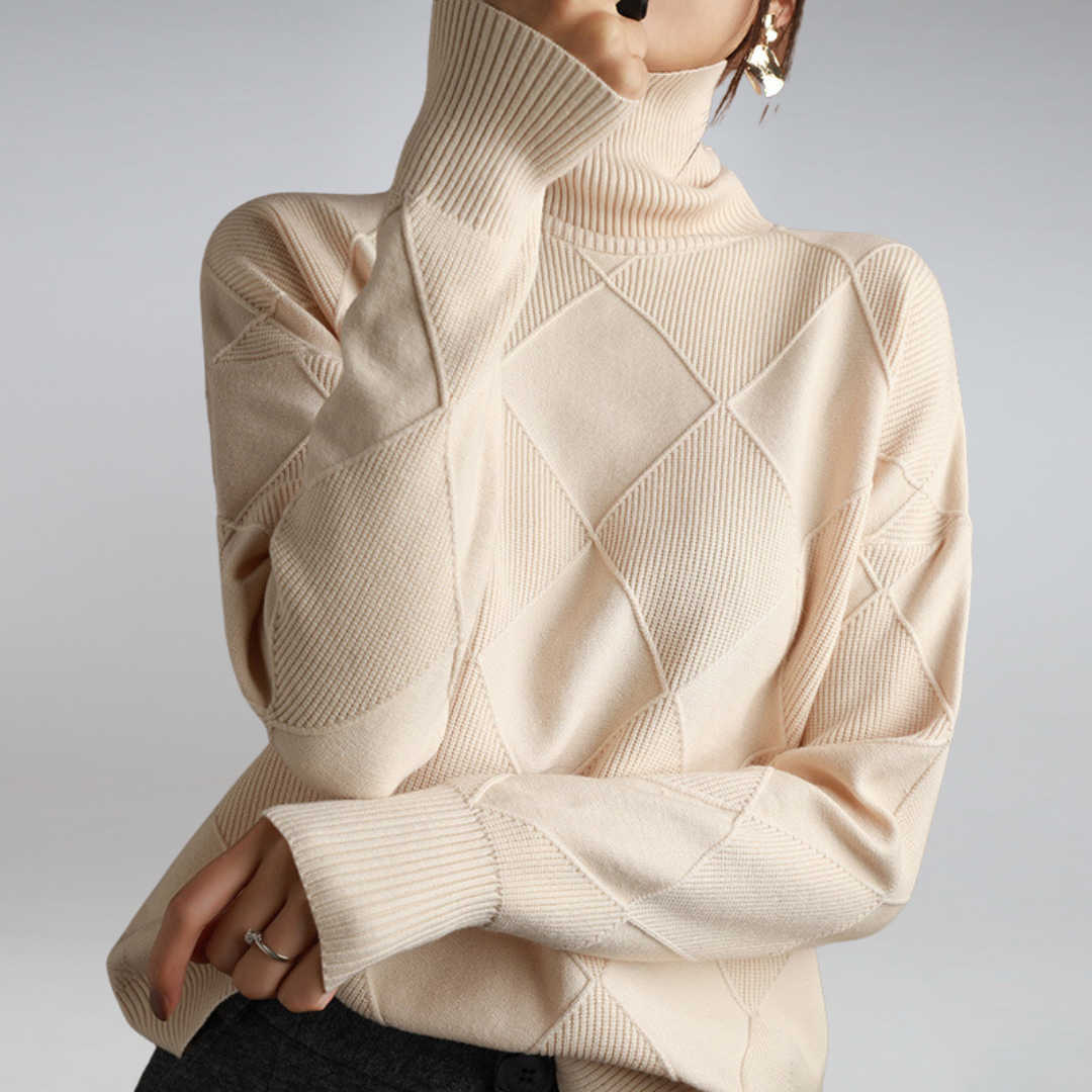 Pull femme en laine à col roulé chaud et respirant 2