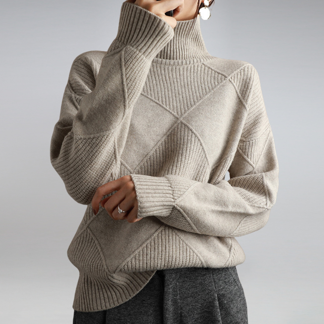 Pull femme en laine à col roulé chaud et respirant 4