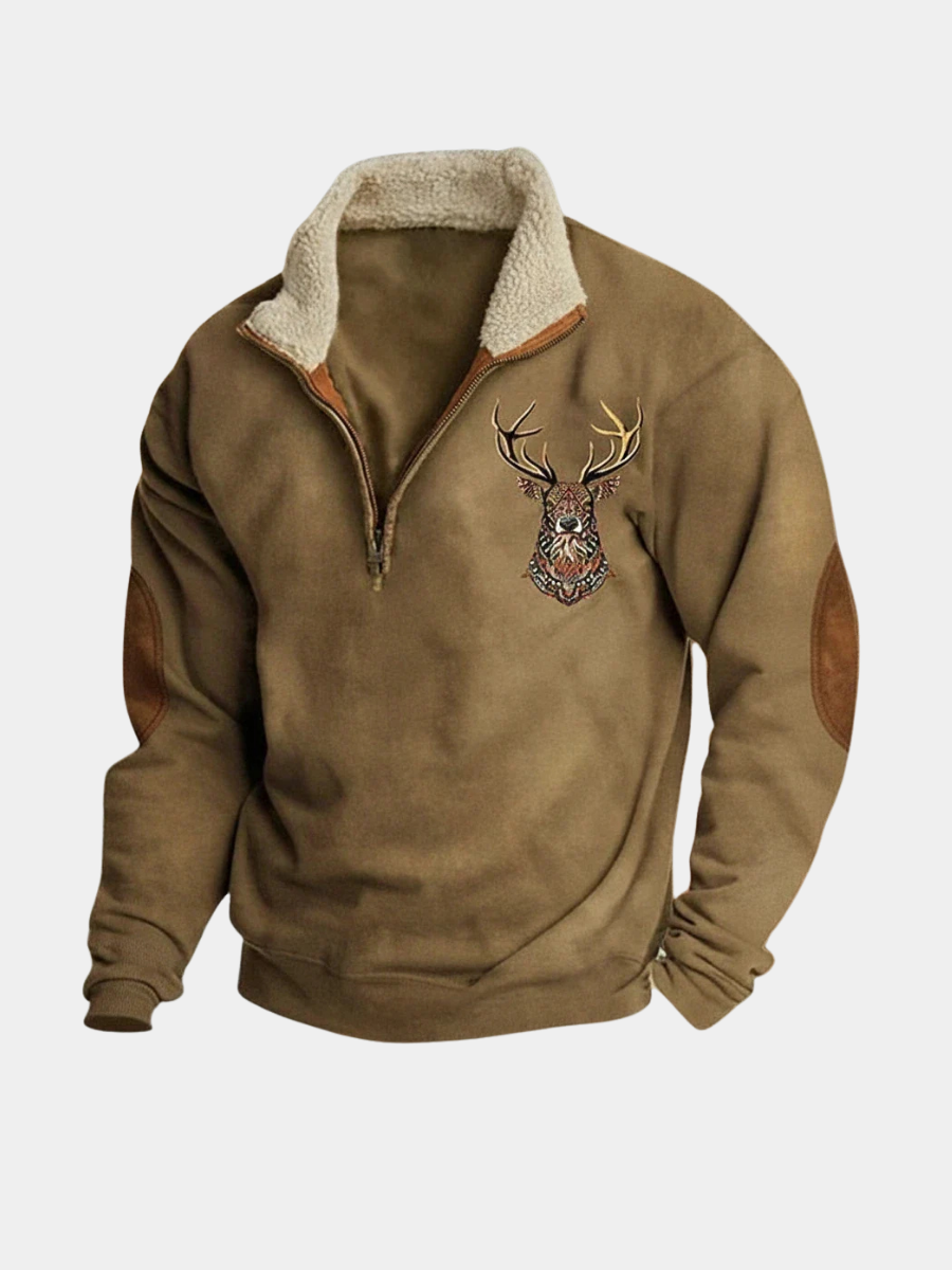 Pull half-zip homme en polaire à motif cerf 5