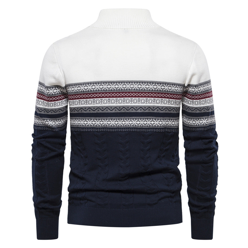 Pull homme à col montant demi-zip avec motif jacquard 6