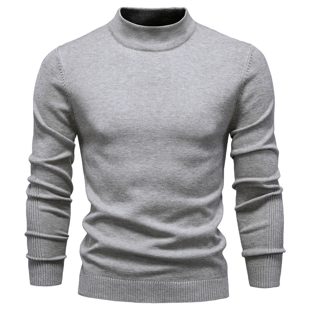 Pull homme col montant en maille fine coupe ajustée 1