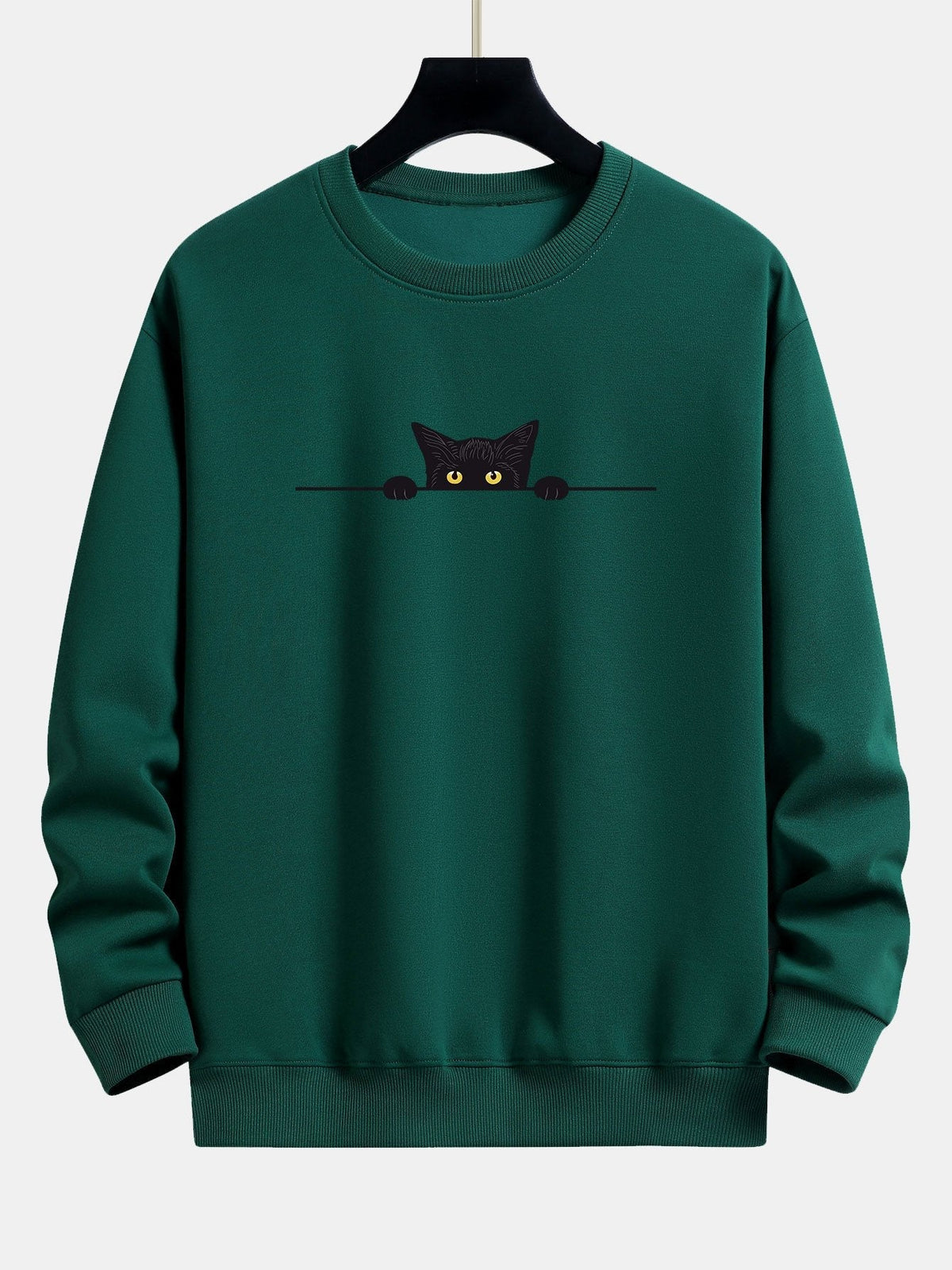 Pull homme col rond à imprimé chat 3