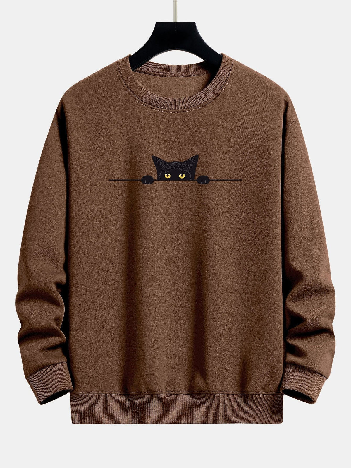 Pull homme col rond à imprimé chat 5
