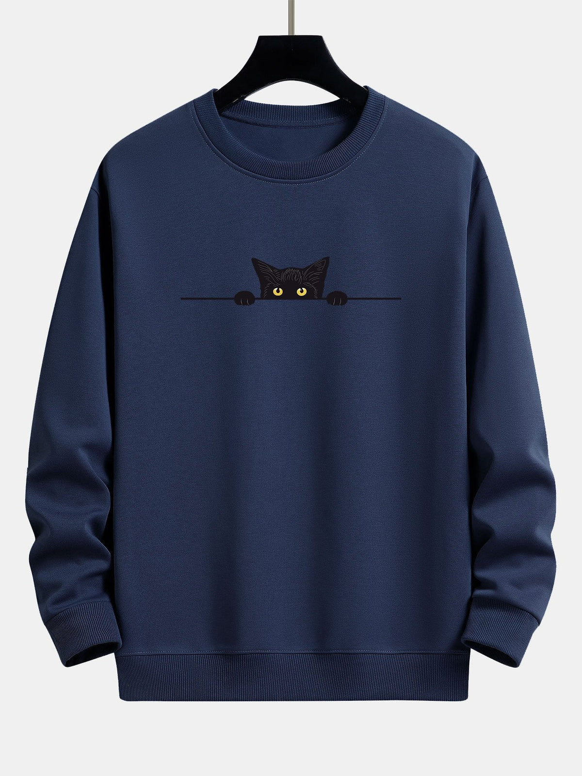 Pull homme col rond à imprimé chat 6