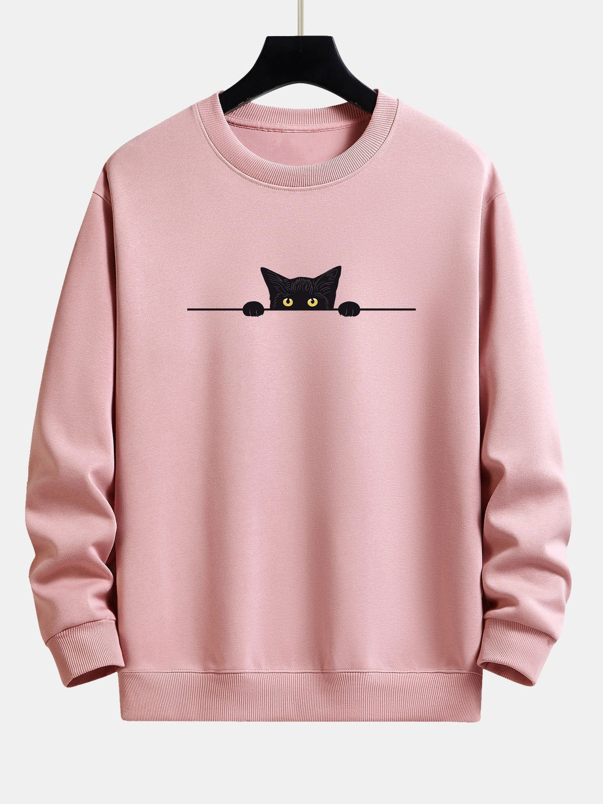Pull homme col rond à imprimé chat 7