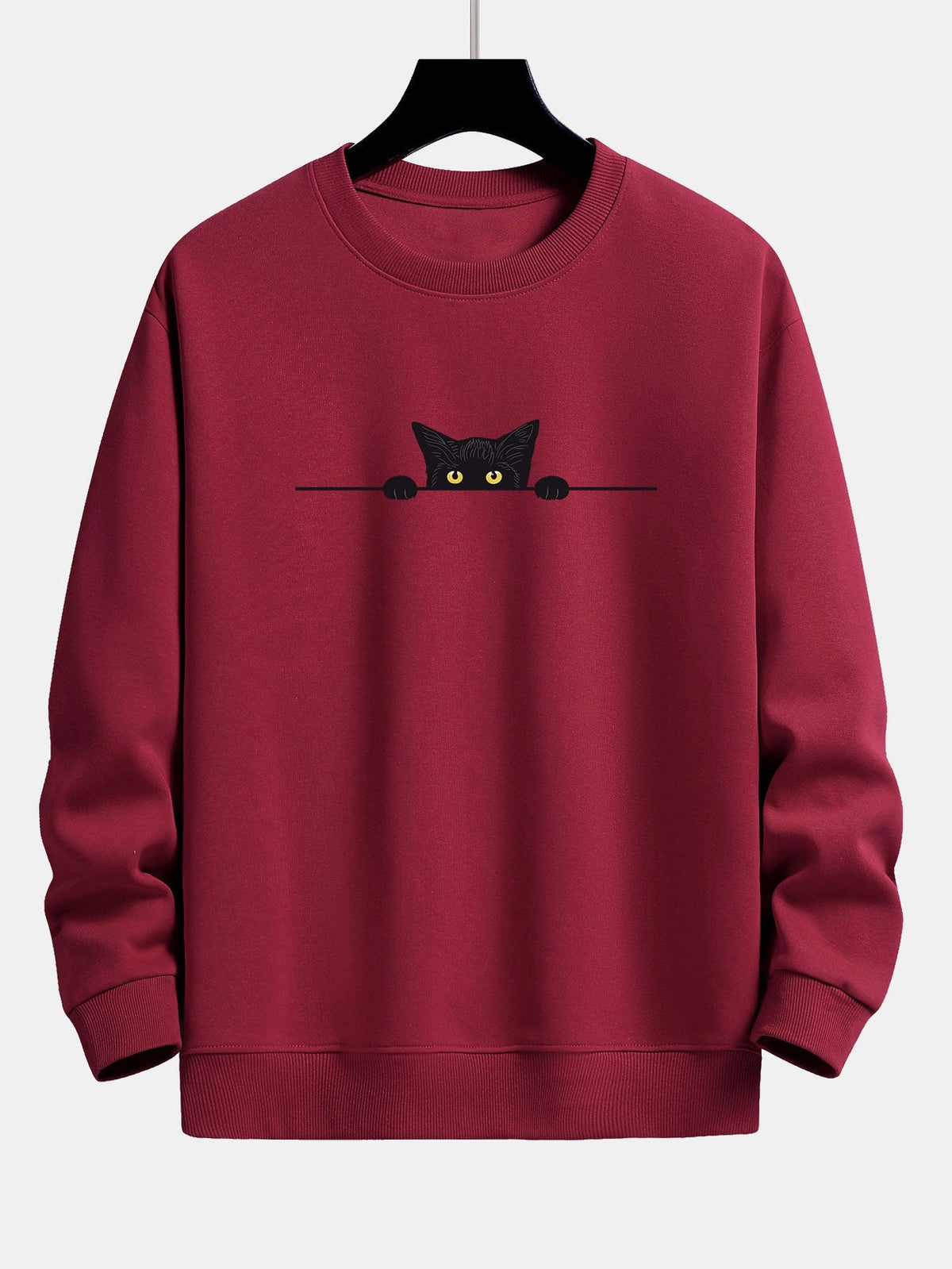 Pull homme col rond à imprimé chat 8