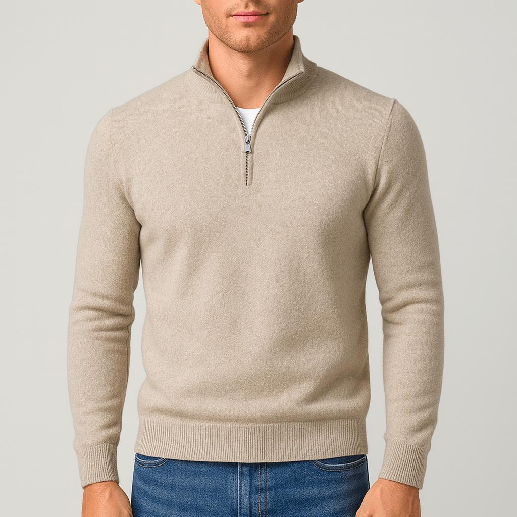 Pull homme col V en laine mérinos à maille texturée et coupe classique 1