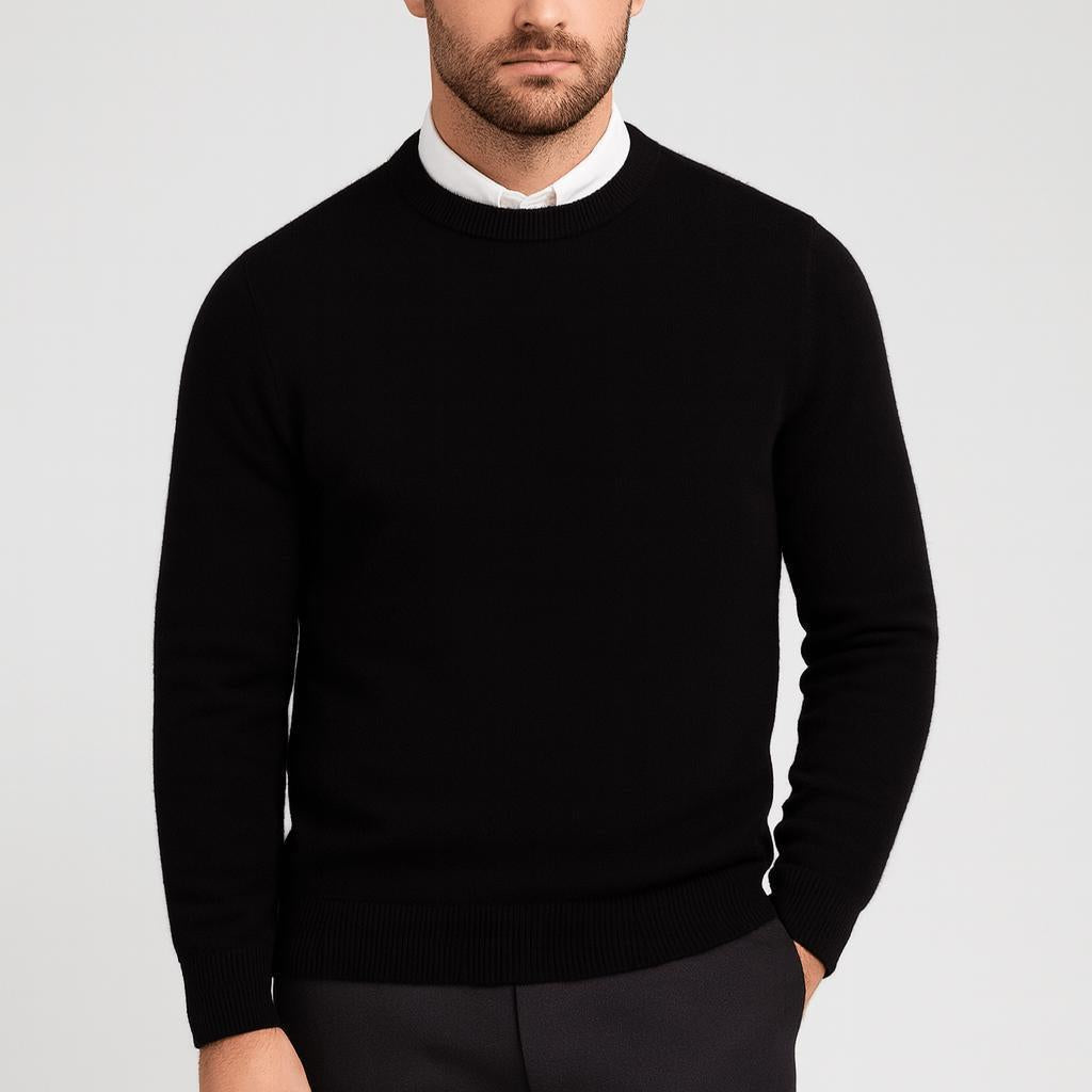 Pull homme en laine fine légère et chaude à bords-côtes 1