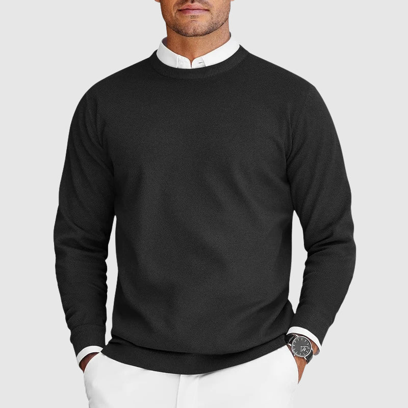 Pull homme en maille à col rond texturé et manches longues 1