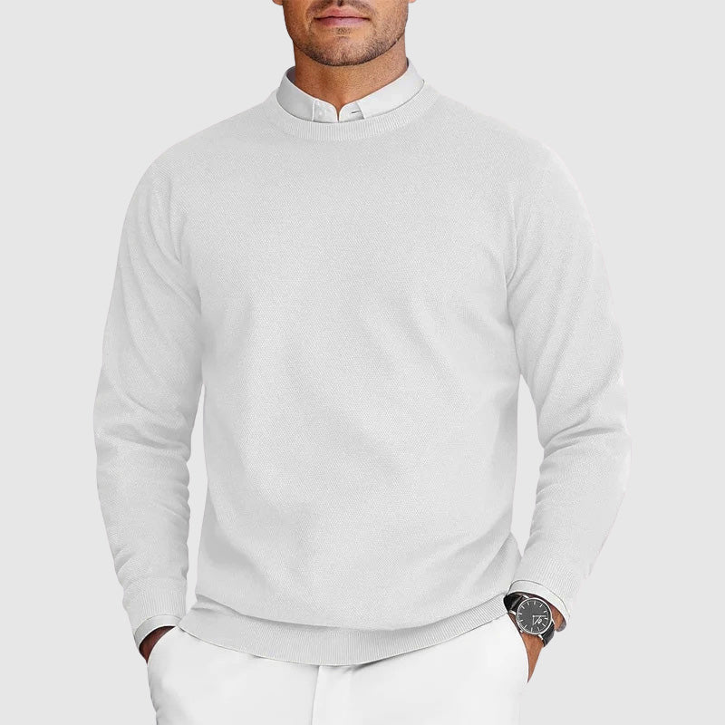 Pull homme en maille à col rond texturé et manches longues 2