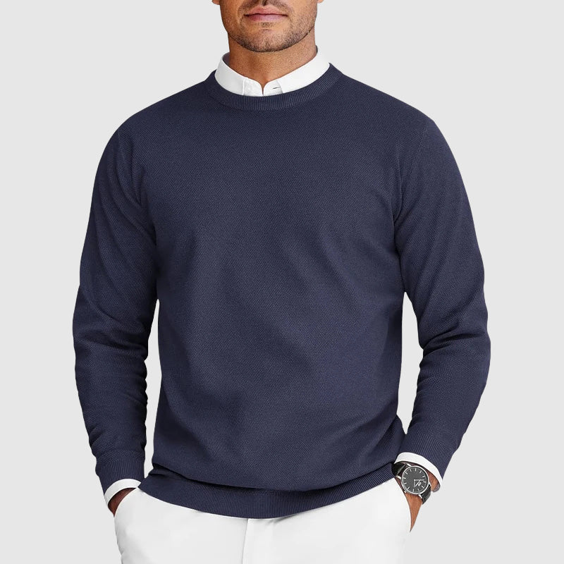 Pull homme en maille à col rond texturé et manches longues 5