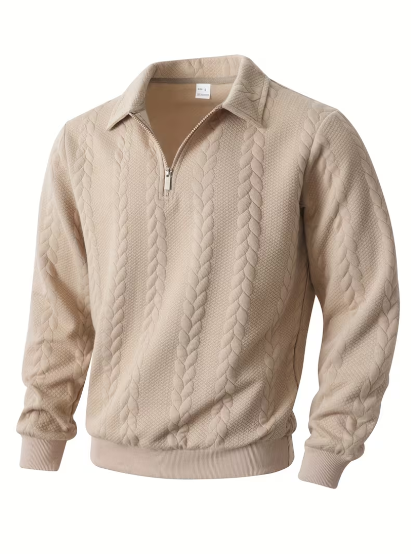 Pull homme torsadé à col zippé 1