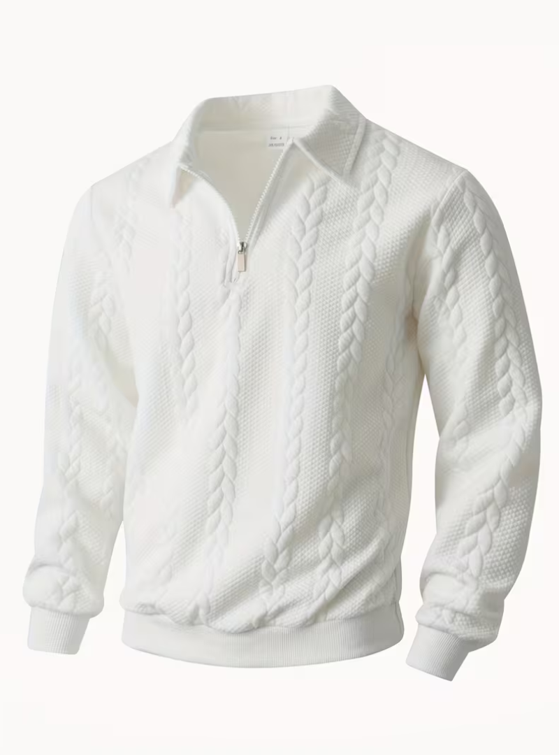 Pull homme torsadé à col zippé 2