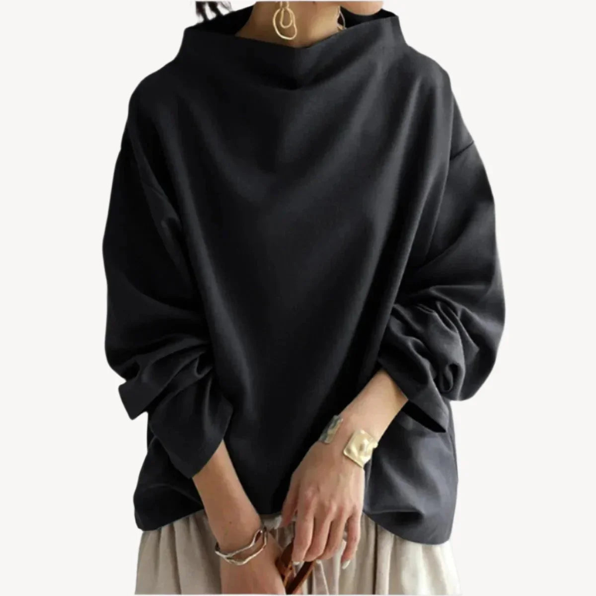 Pull oversize femme à col large coupe ample 2