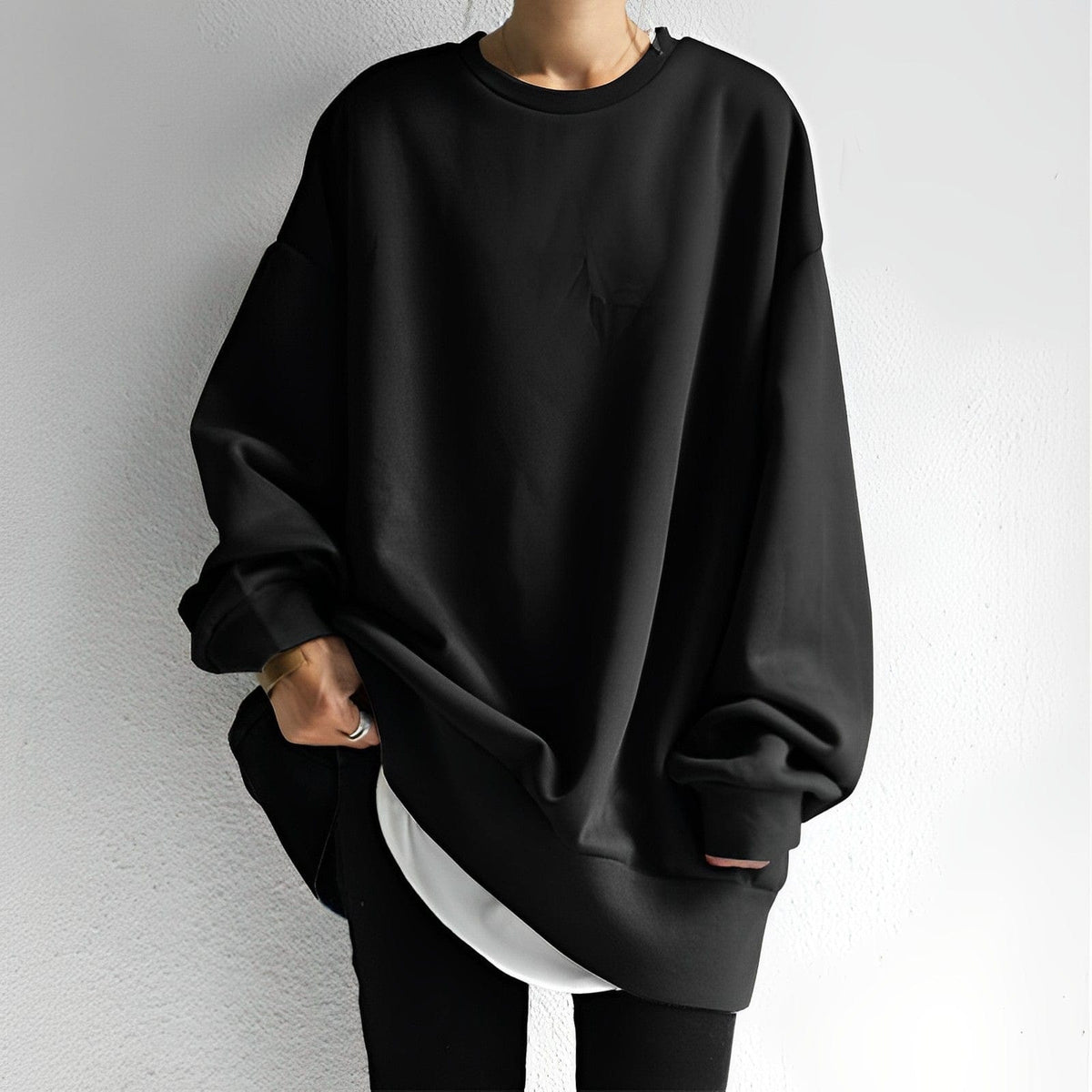 Pull oversize femme col rond coupe ample 2