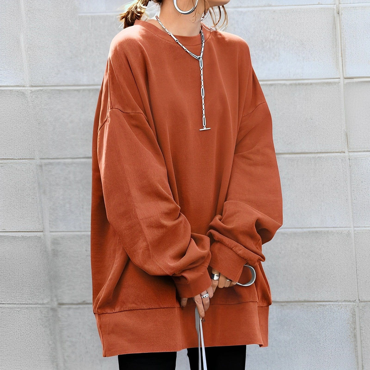 Pull oversize femme col rond coupe ample 4