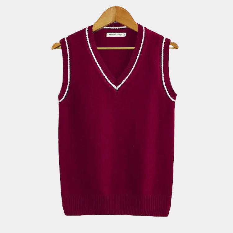 Pull sans manches homme col V en maille torsadée 4